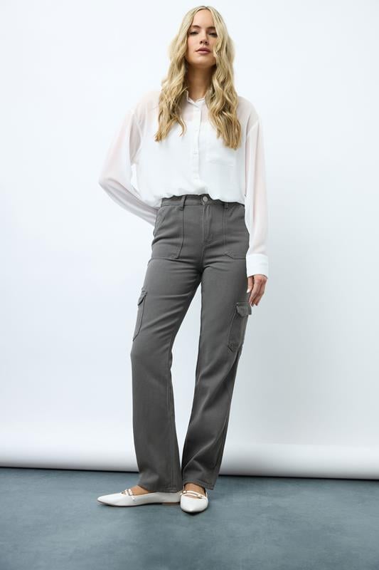 evans LTS Tall Grey Straight Leg Cargo Jeans