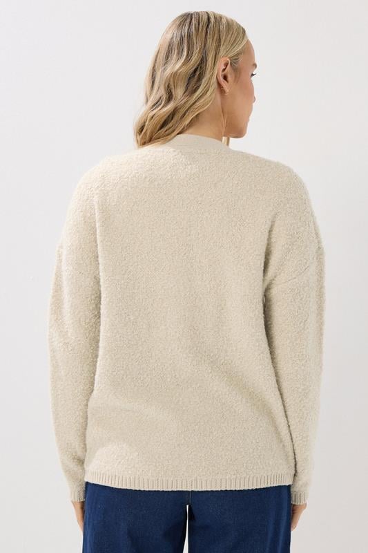 Evans LTS Tall Ivory White Boucle Knitted Cardigan