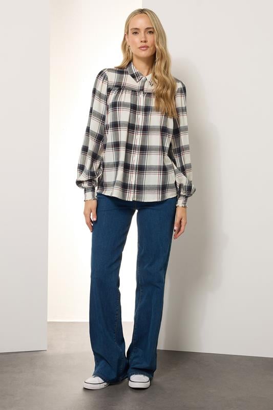 Evans LTS Tall Ivory White Check Yoke Button Shirt