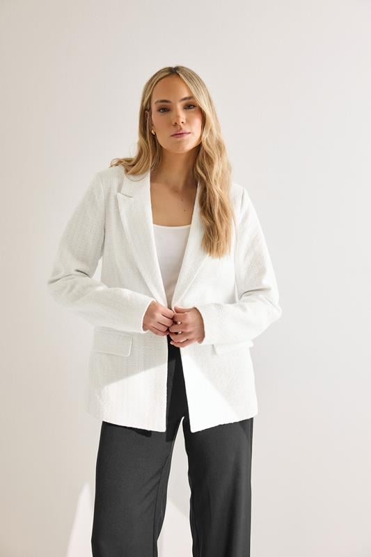 evans LTS Tall Ivory White Tailored Boucle Blazer