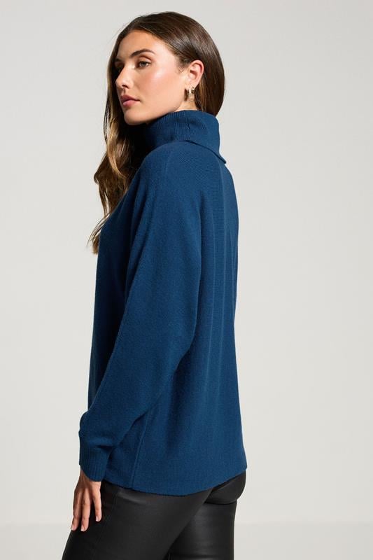 Evans LTS Tall Teal Blue Batwing Roll Neck Jumper