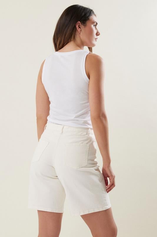 Evans LTS Tall White Denim Bermuda Shorts