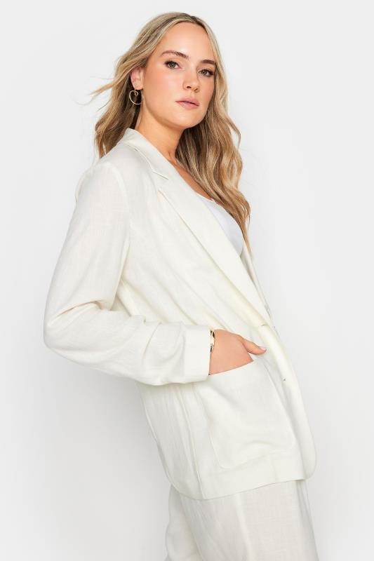 Evans LTS Tall White Linen Blazer