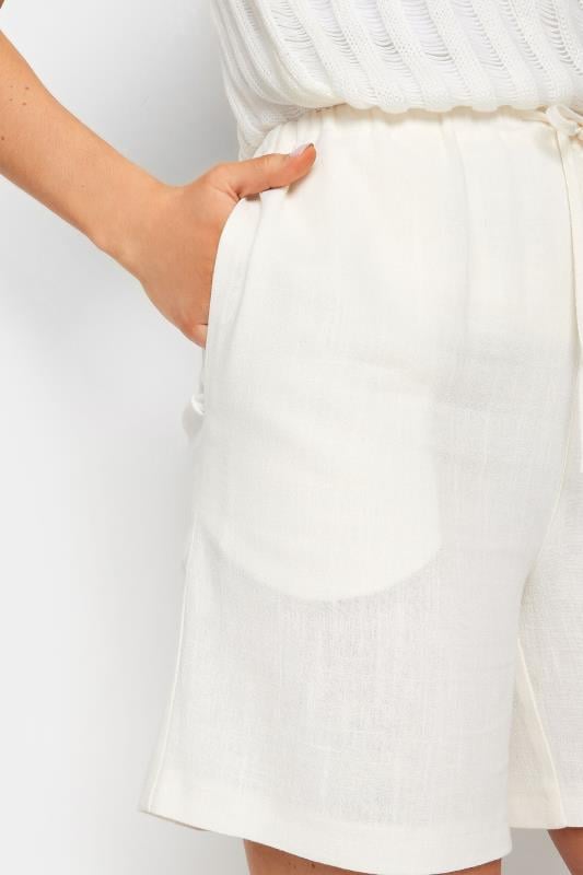 Evans LTS Tall White Linen Tie Waist Shorts