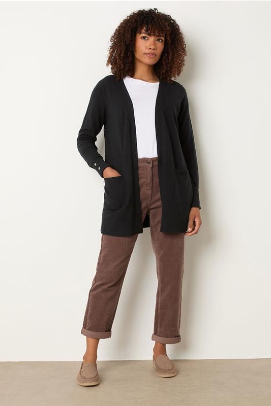 Evans M&Co Black Button Detail Midi Cardigan