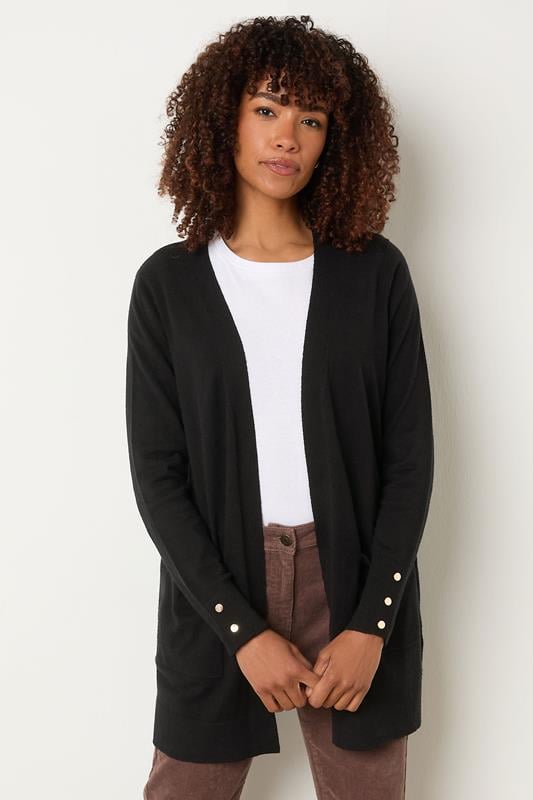 evans M&Co Black Button Detail Midi Cardigan