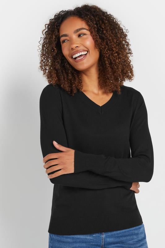 evans M&Co Black Long Sleeve V-Neck Jumper