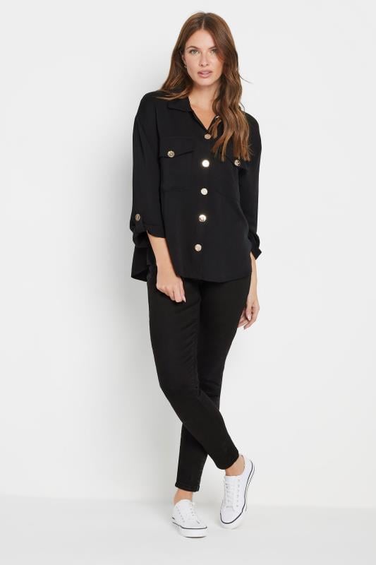 Evans M&Co Black Statement Button Cotton Shirt