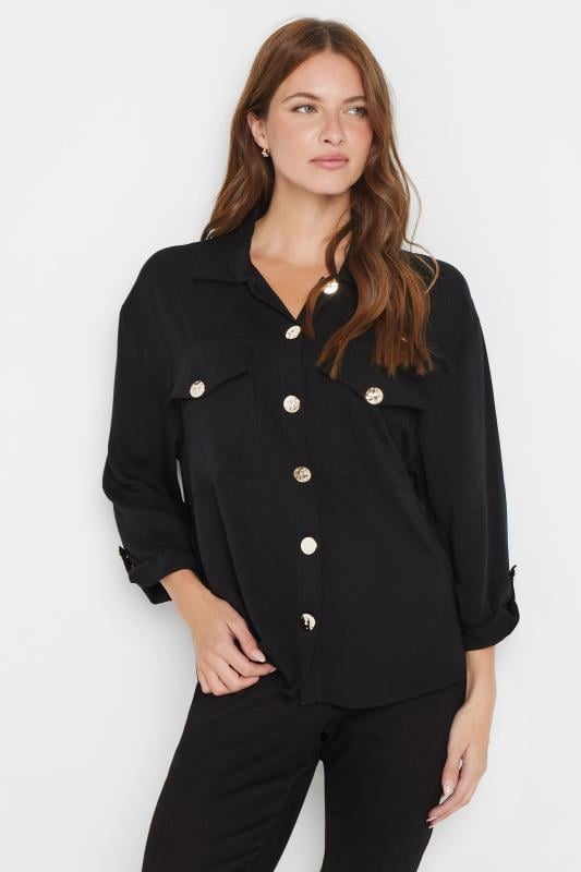 Evans M&Co Black Statement Button Cotton Shirt