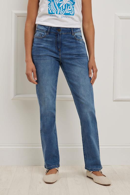Evans M&Co Blue Mid Wash Straight Leg Jeans