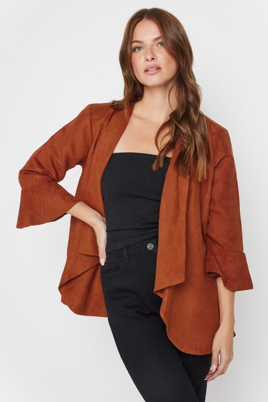Evans M&Co Brown Suedette Waterfall Jacket