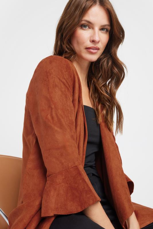 Evans M&Co Brown Suedette Waterfall Jacket