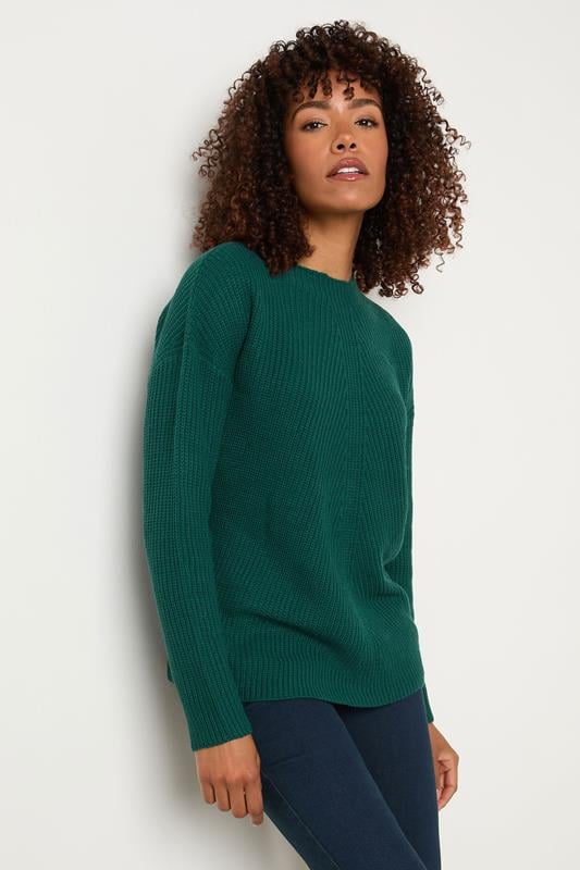 Evans M&Co Dark Green Funnel Neck Knitted Jumper