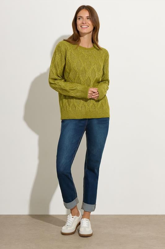 Evans M&Co Fern Green Cable Knit Jumper