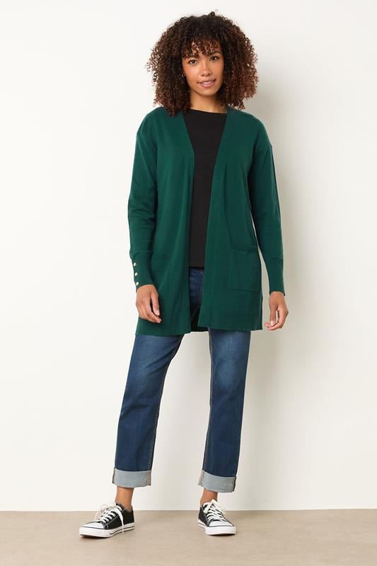 Evans M&Co Green Button Detail Midi Cardigan