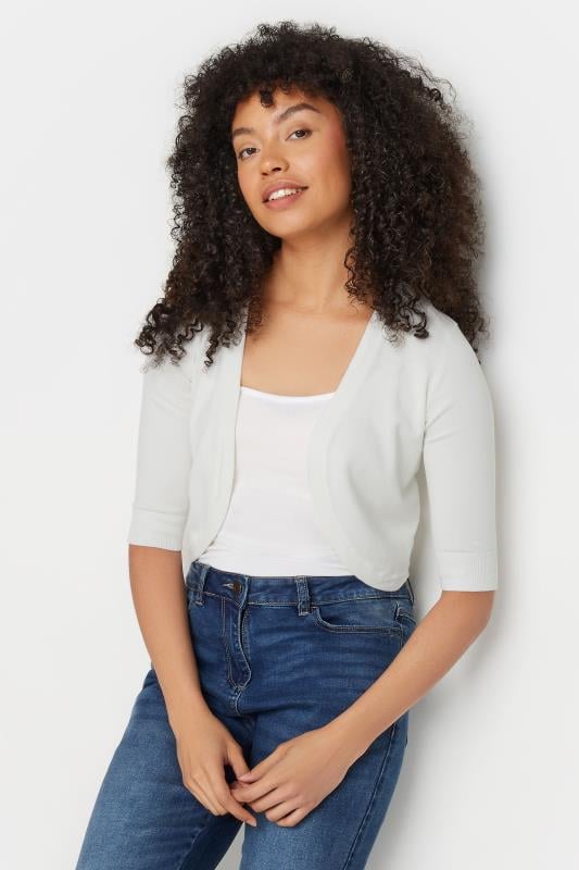 evans M&Co Ivory White Cropped Cardigan
