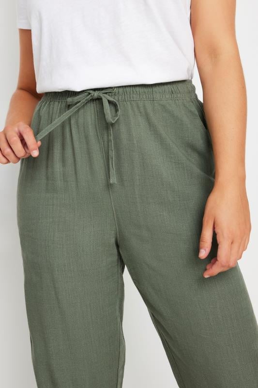 Evans M&Co Khaki Green Linen Joggers