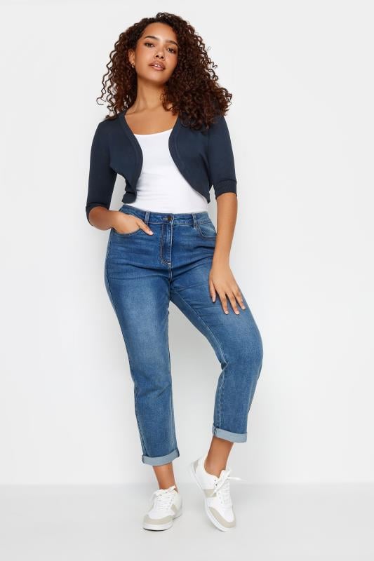 Evans M&Co Navy Blue Cropped Cardigan