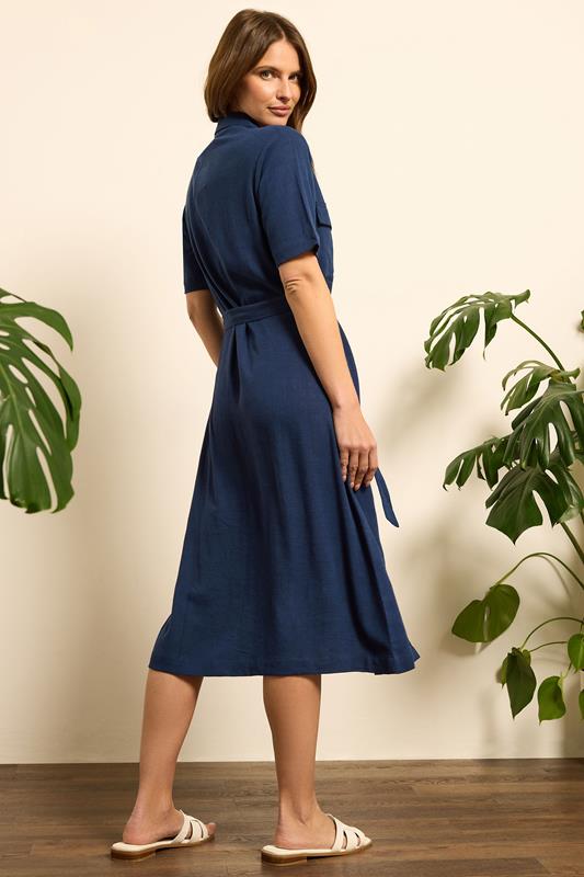Evans M&Co Navy Blue Linen Shirt Dress
