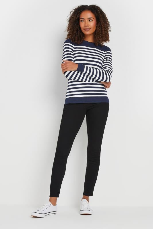 Evans M&Co Navy Blue & White Stripe Print Jumper