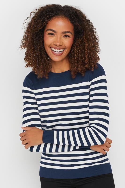 evans M&Co Navy Blue & White Stripe Print Jumper