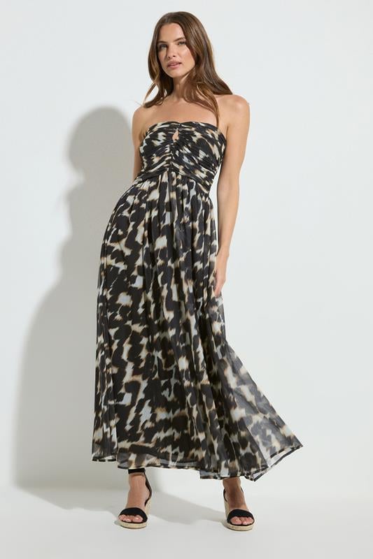 Evans STAR Black Leopard Print Halter Neck Dress