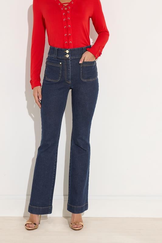 Evans STAR Blue Denim Kick Flare Jeans