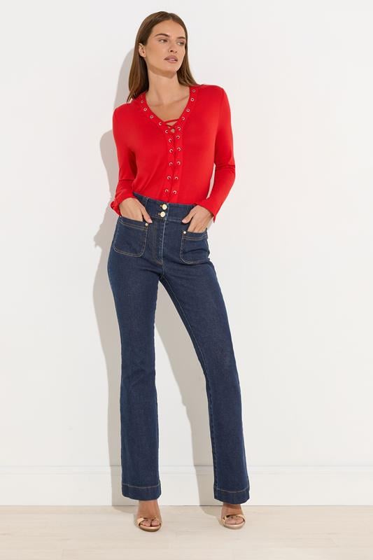 Evans STAR Blue Denim Kick Flare Jeans