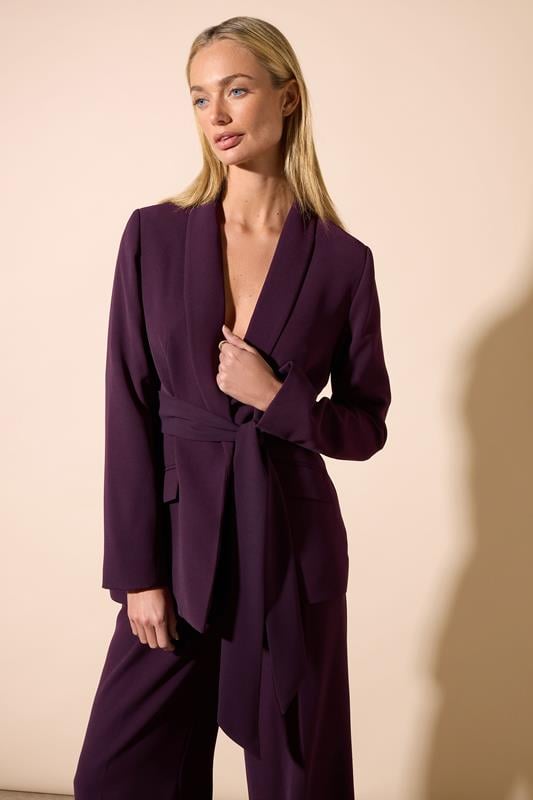 Evans STAR Purple Tailored Belted Blazer Jacket