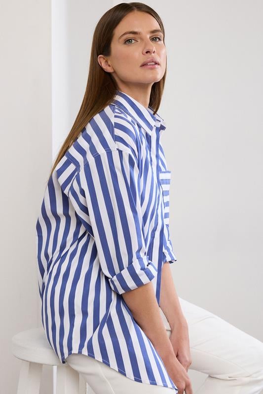 Evans STAR Royal Blue Striped Long Sleeve Shirt