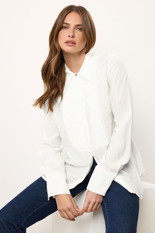 Evans STAR White Pintuck Long Sleeve Shirt