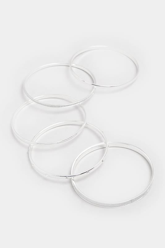 Evans Yours 6 PACK Silver Tone Mixed Bangle Set