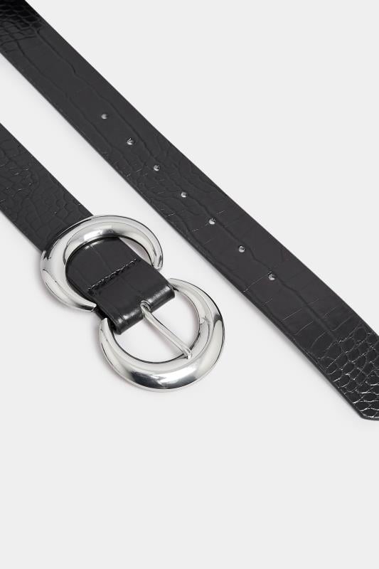Evans Yours Black Croc Double Hoop Belt
