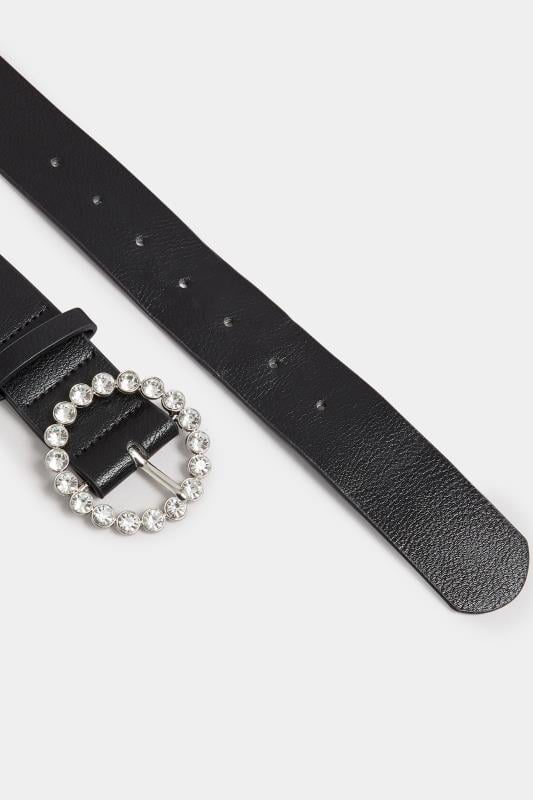 Evans Yours Black Diamante Circle Buckle Belt