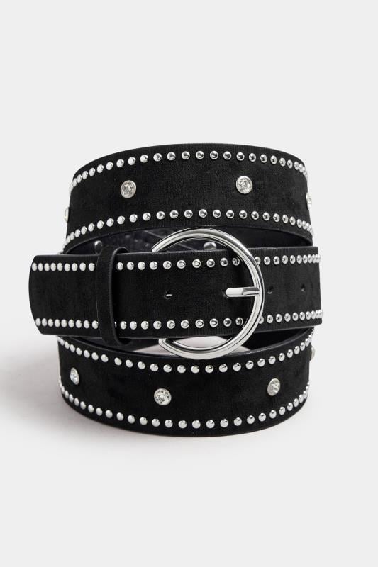 Evans Yours Black Diamante Stud Micro Belt