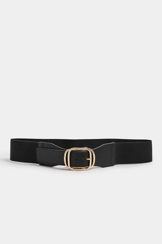 Evans Yours Black Double Buckle Stretch Belt