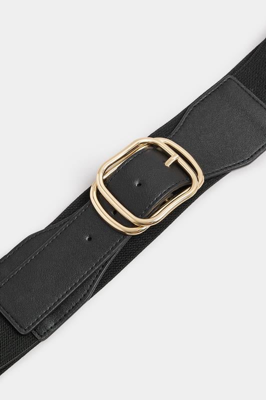 Evans Yours Black Double Buckle Stretch Belt