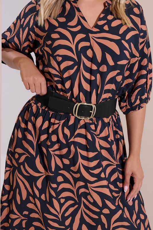 evans Yours Black Double Buckle Stretch Belt