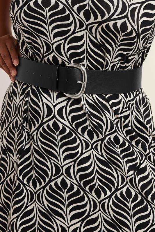 evans Yours Black Faux Leather Wide Buckle Belt