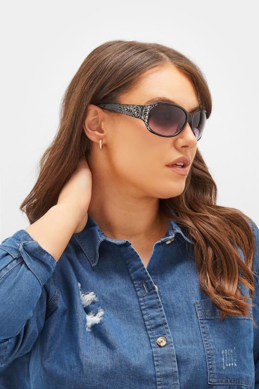 evans Yours Black Filigree Sunglasses