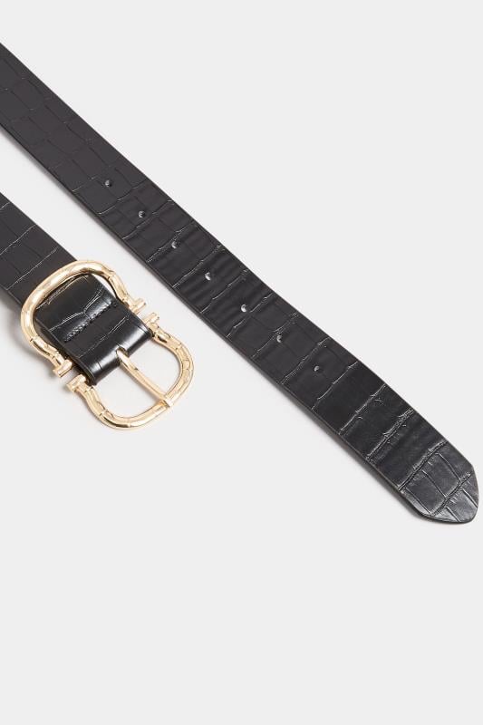Evans Yours Black Horseshoe Double Buckle Belt