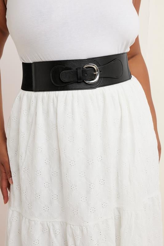 evans Yours Black Wide Stretch Buckle Belt