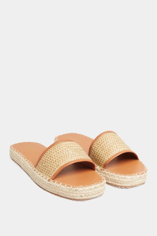 Evans Yours Brown Espadrille Mules In Wide E Fit