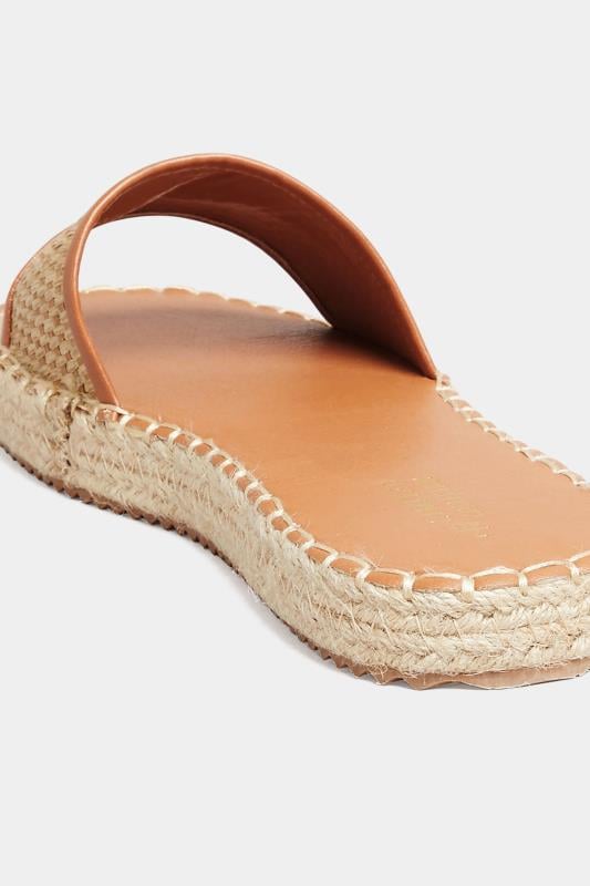 Evans Yours Brown Espadrille Mules In Wide E Fit