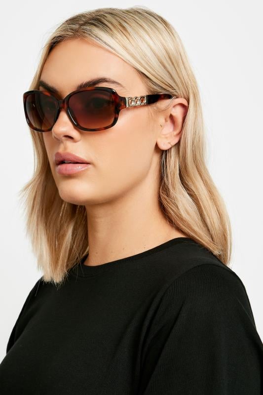 Evans Yours Brown Tortoiseshell Chain Sunglasses