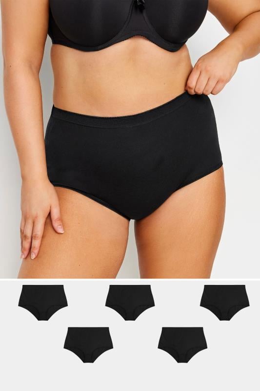 evans YOURS Curve 5 PACK Black Stretch Full Briefs