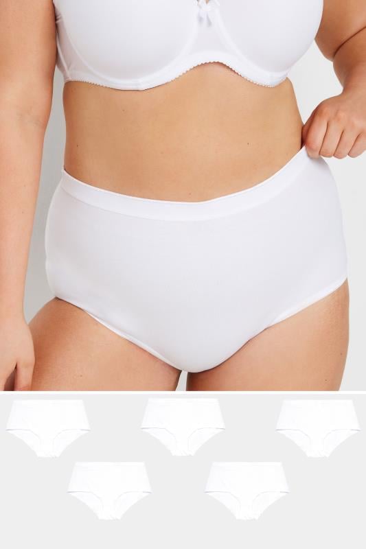 evans YOURS Curve 5 PACK White Stretch Full Briefs