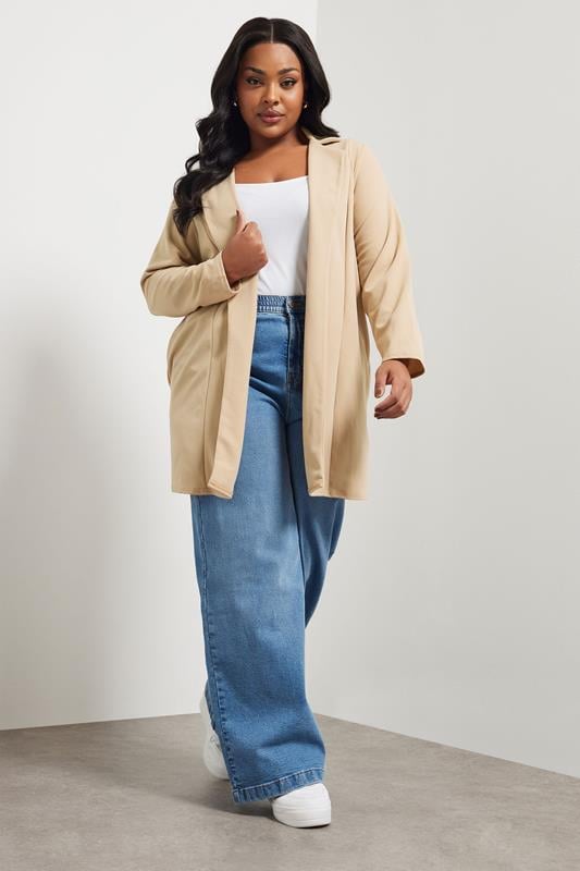 Evans YOURS Curve Beige Brown Longline Blazer