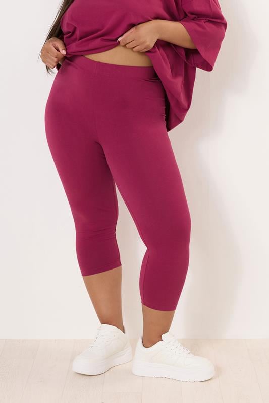 evans YOURS Curve Berry Red Cropped Leggings