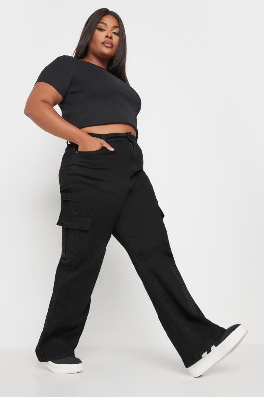 Evans YOURS Curve Black Cargo Jeans